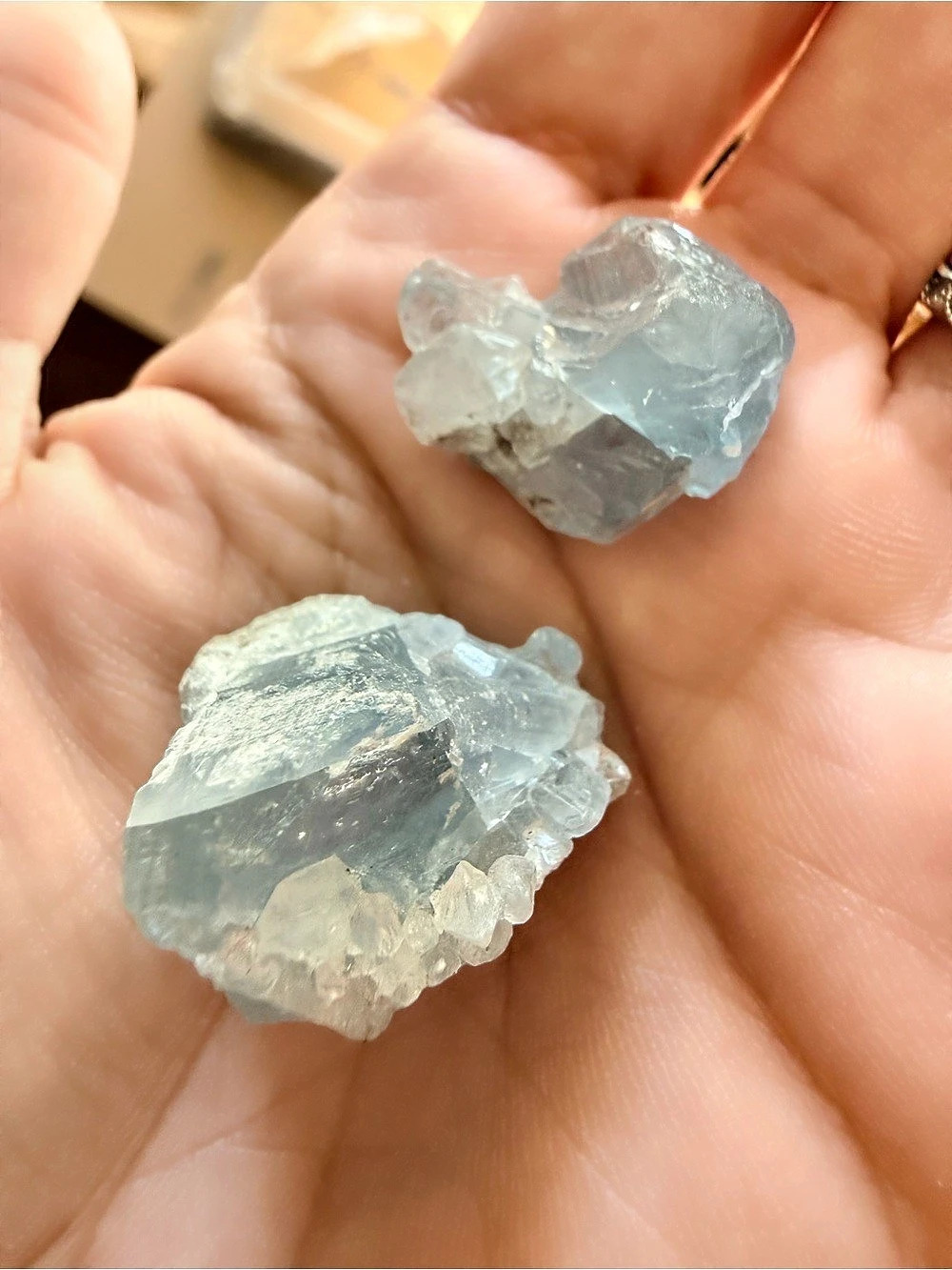 Natural Raw Celestite Crystal Specimen Blue & White